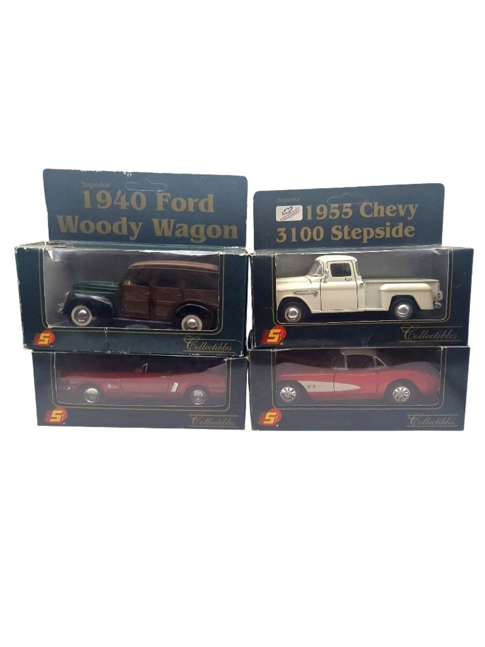 Die Cast Collectibles Set Of 4 Pull Back Heavy Gauge Openable Car Truck Superior